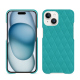 Coque cuir Apple iPhone 15 - Bleu fluo - Couture