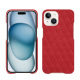 Coque cuir Apple iPhone 15 - Rouge troupelenc - Couture ( Pantone #AB191A )