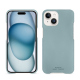 Coque cuir Apple iPhone 15 - Bleu Ciel PU ( Pantone #abcae9 )