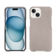 Apple iPhone 15 leather cover - Taupe innocent ( Pantone #d6d2c4 ) 