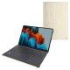 Housse cuir Samsung Galaxy Tab S9 Ultra + Book Cover Keyboard - Crocodile milk ( Pantone #d6d2c4 ) 