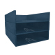 Leather A4 paper tray - Triple tiered - Blu mediterran ( Pantone #0E3043 )