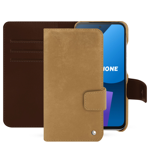 Fairphone 5 高级钱包保护套 | 时尚和功能性保护Sable vintage ( Pantone #9b7340 ) 