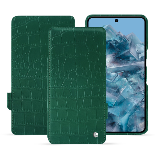 Custodia orizzontale di alta qualità per Google Pixel 8 Pro | NoreveCrocodile pino ( Pantone #173F35 ) 