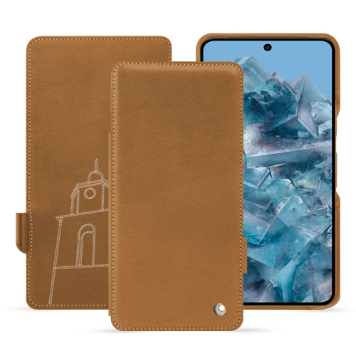 Capa com aba horizontal de alta qualidade para Google Pixel 8 Pro | NoreveCastan esparciate ( Pantone #824F2A )