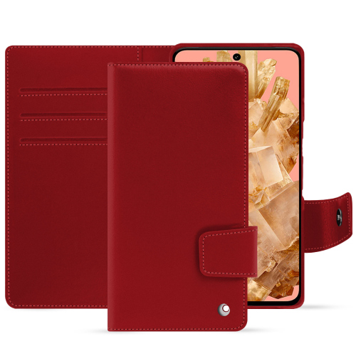 Étui portefeuille luxe Google Pixel 8 | Élégance, longévité et qualitéRouge ( Nappa - Pantone #d50032 ) 