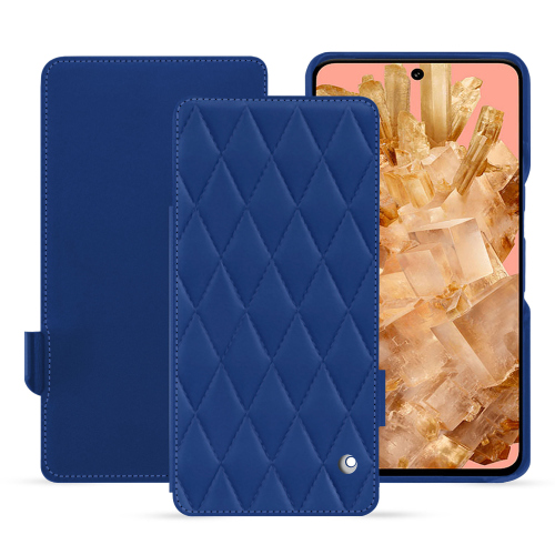 Capa de luxo com aba horizontal para Google Pixel 8 | Elegância e proteção topo de gamaBleu océan - Couture ( Nappa - Pantone #15458a) 