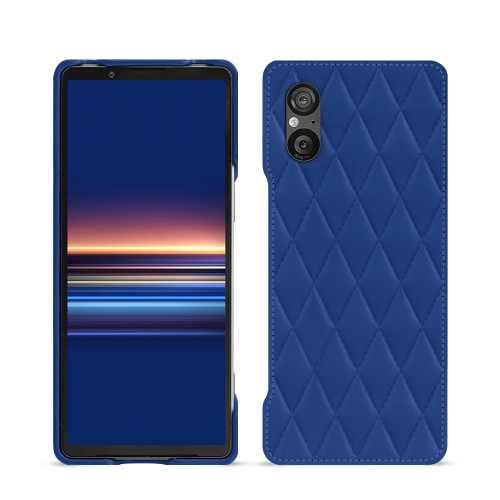 Capa traseira topo de gama personalizável para Sony Xperia 5 VBleu océan - Couture ( Nappa - Pantone #15458a) 