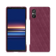 Coque cuir Sony Xperia 5 V - Prune vintage - Couture ( Pantone #612434 ) 