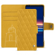Sony Xperia 5 V leather case - Jaune soulèu - Couture ( Pantone #F3B934 )