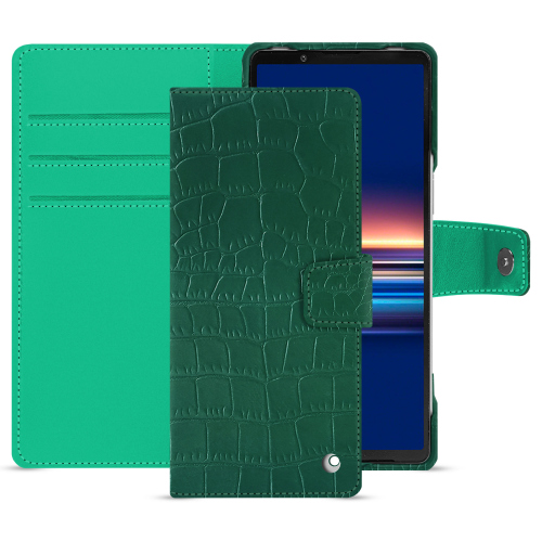 Xperia 5 V용 지갑 케이스 | 스타일리시한 보호 및 기능성Crocodile pino ( Pantone #173F35 ) 