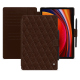 Samsung Galaxy Tab S9 leather case - Châtaigne - Couture ( Pantone #1b1107 ) 