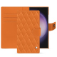 Étui portefeuille cuir Samsung Galaxy S24 Ultra - Orange - Couture ( Nappa - Pantone #ff9351 ) 