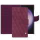 Étui portefeuille cuir Samsung Galaxy S24 Ultra - Prune vintage - Couture ( Pantone #612434 ) 