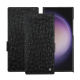 Housse cuir Samsung Galaxy S24 Ultra - Autruche nero ( Noir / Black) 