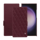 硬质真皮保护套 Samsung Galaxy S24 Ultra - Lie de vin - Couture ( Pantone #412234 ) 