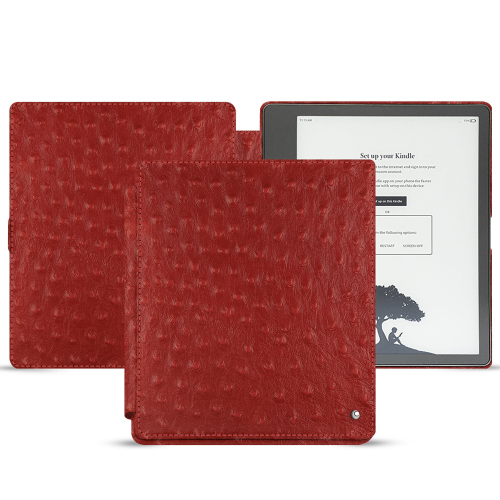 Protecção de alta costura para Amazon Kindle ScribeAutruche ciliegia ( Pantone #a4343a ) 
