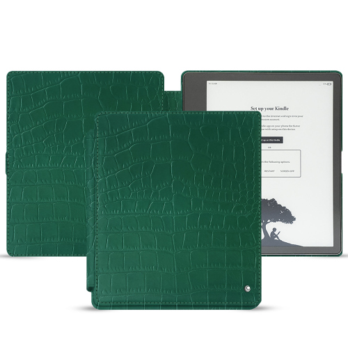 Protecção de alta costura para Amazon Kindle ScribeCrocodile pino ( Pantone #173F35 ) 