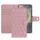 Étui portefeuille cuir Samsung Galaxy S24 - Rose - Couture ( Nappa - Pantone #efbae1 ) 