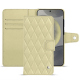 Étui portefeuille cuir Samsung Galaxy S24 - Beige - Couture ( Nappa - Pantone #ceb888 ) 