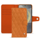 Étui portefeuille cuir Samsung Galaxy S24 - Mandarine vintage - Couture ( Pantone #d47231 ) 
