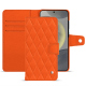 Samsung Galaxy S24 leather wallet case - Orange fluo - Couture ( Pantone #ff5406 ) 