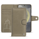 Samsung Galaxy S24 leather wallet case - Darboun sabla ( Pantone #BCB1A1 )