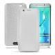 Housse cuir Samsung Galaxy S6 Edge Plus - Platinium ( Bologna Hi Gloss Metallic - Pantone 877C ) 