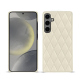 Coque cuir Samsung Galaxy S24 - Blanc - Couture ( Nappa - White ) 