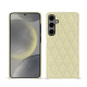 Samsung Galaxy S24 leather cover - Ivoire - Couture ( Pantone #d6d6c6 ) 