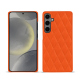 Samsung Galaxy S24 leather cover - Orange fluo - Couture ( Pantone #ff5406 ) 