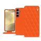 Samsung Galaxy S24+ leather case - Orange fluo - Couture ( Pantone #ff5406 ) 