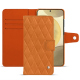 Étui portefeuille cuir Samsung Galaxy S24+ - Mandarine vintage - Couture ( Pantone #d47231 ) 