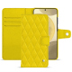 Étui portefeuille cuir Samsung Galaxy S24+ - Jaune fluo - Couture ( Pantone #c9ff57 ) 