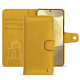 Étui portefeuille cuir Samsung Galaxy S24+ - Jaune soulèu ( Pantone #F3B934 )