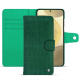 Étui portefeuille cuir Samsung Galaxy S24+ - Crocodile pino ( Pantone #173F35 ) 
