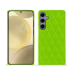 Coque cuir Samsung Galaxy S24+ - Vert fluo - Couture ( Pantone #00ab5f ) 