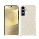 Coque cuir Samsung Galaxy S24+ - Blanc escumo - Couture ( Pantone #D6D6D1 )