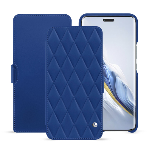Honor Magic6 Pro funda premium con solapa horizontal | NoreveBleu océan - Couture ( Nappa - Pantone #15458a) 