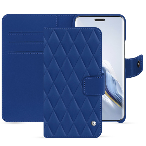 Custodia portafoglio Premium per Honor Magic6 Pro | NoreveBleu océan - Couture ( Nappa - Pantone #15458a) 