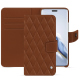 Honor Magic6 Pro leather wallet case - Marron - Couture ( Nappa - Pantone #8B4720 ) 
