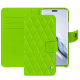 Étui portefeuille cuir Honor Magic6 Pro - Vert fluo - Couture ( Pantone #00ab5f ) 