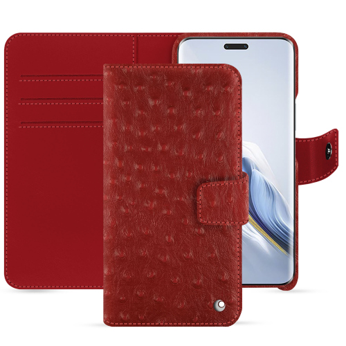 Custodia portafoglio Premium per Honor Magic6 Pro | NoreveAutruche ciliegia ( Pantone #a4343a ) 