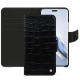 Honor Magic6 Pro leather wallet case - Crocodile nero ( Noir / Black) 