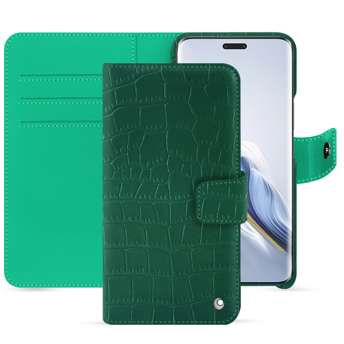 Étui portefeuille haut de gamme pour Honor Magic6 Pro | NoreveCrocodile pino ( Pantone #173F35 ) 