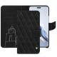 Honor Magic6 Pro leather wallet case - Negre poudro - Couture ( Pantone #111212 )