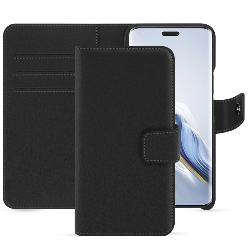 Honor Magic6 Pro leather wallet case - Noir PU ( Black ) 