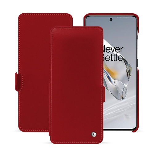 Funda vertical de piel premium con solapa para OnePlus 12 | NoreveRouge ( Nappa - Pantone #d50032 ) 