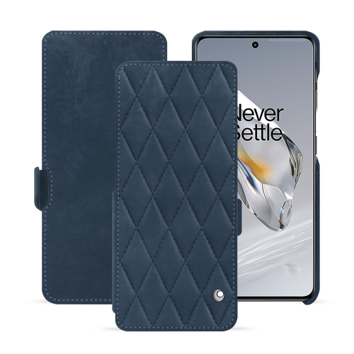 Capa com aba vertical em pele premium para OnePlus 12 | NoreveJean vintage - Couture ( Pantone #2f414f  ) 