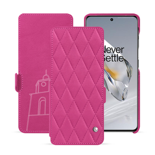 Funda vertical de piel premium con solapa para OnePlus 12 | NoreveRose BB - Couture ( Pantone #DB599F )